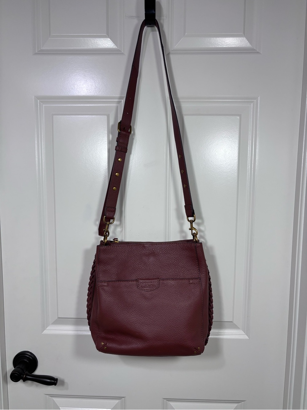 American Leather Co. Luca Triple Entry Crossbody Bag Pebbled Leather